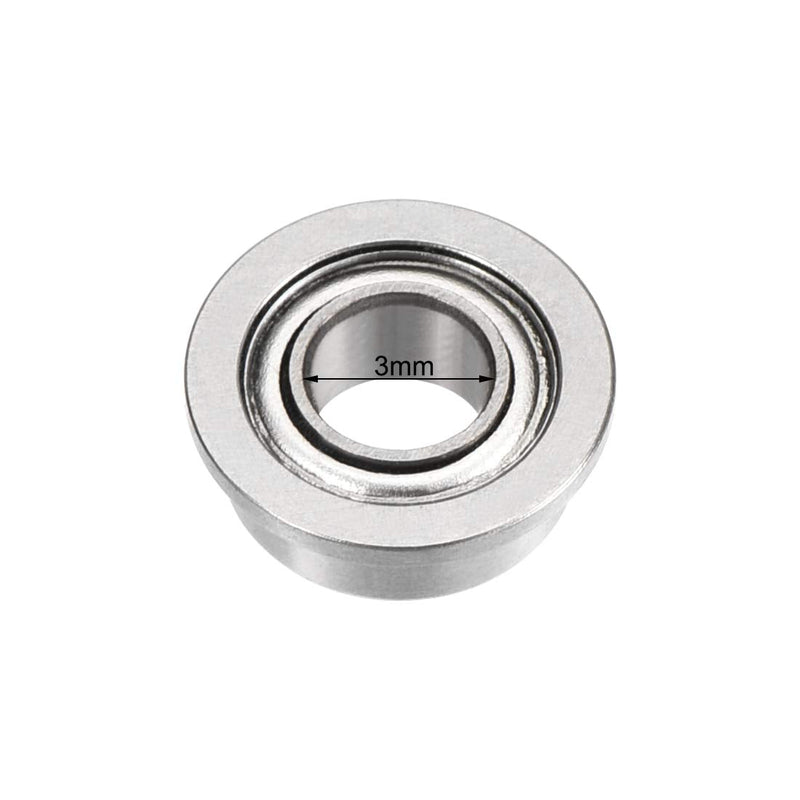uxcell MF63zz Flanged Ball Bearing 3mmx6mmx2.5mm Double Shielded Chrome Steel Deep Groove Bearings 10pcs
