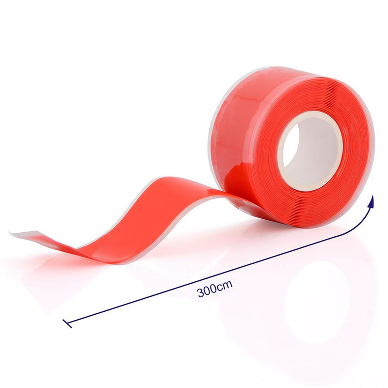 Self-Fusing Silicone Tape Fusion Repair Tape Self-Adhesive for Leak Seal Repair Electrical Insulation Tape Heat Resist & Waterproof Airtight Tape Multi-Purpose Soft Rubber Strip 3mx25mmx0.5mm Red