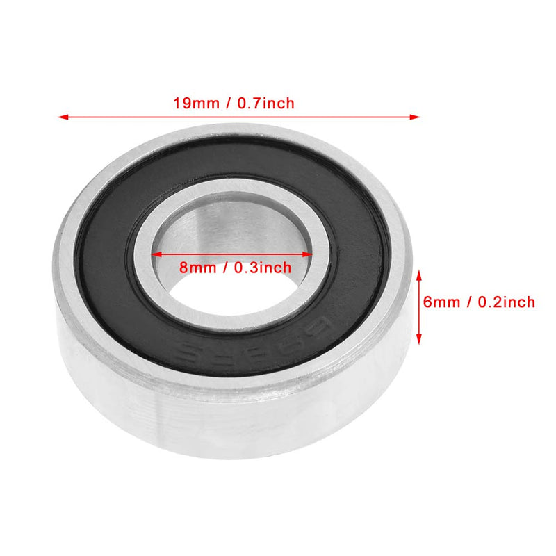 698RS Ball Bearings, 20pcs 8mmx19mmx6mm Rubber Sealed Miniature Deep-Groove Ball Bearings Bearing Steel high-Speed Single Row Ball Bearing