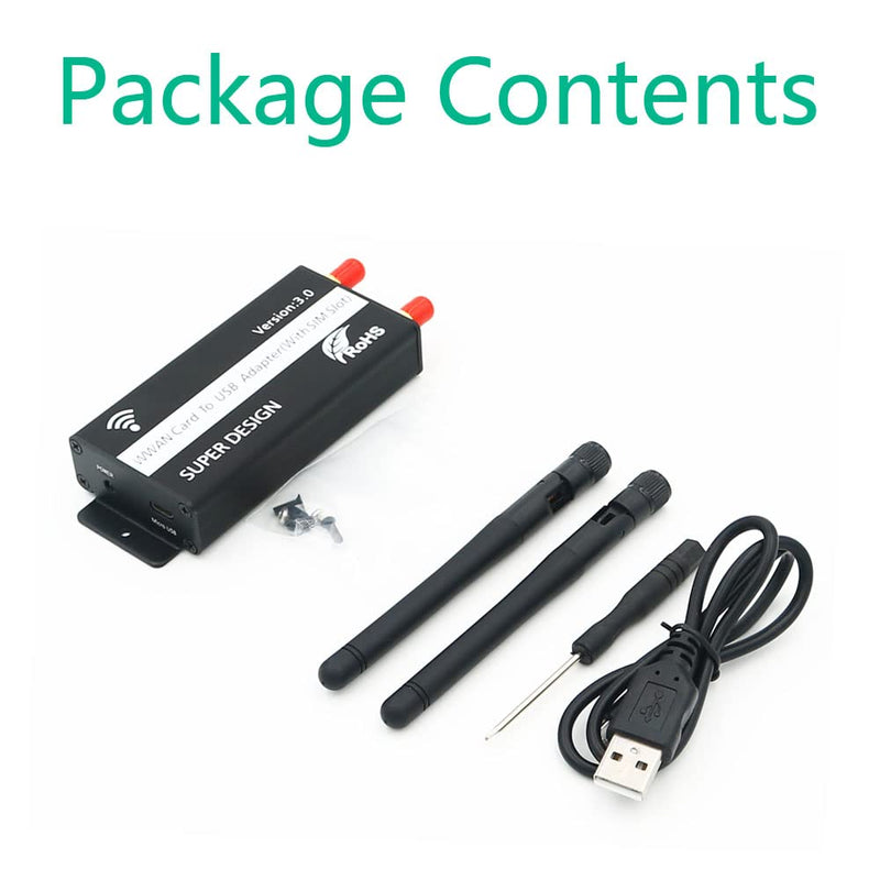 Mini PCI-E to USB Adapter with SIM Card Slot, WWAN / LTE Module Upgrade for 3G / 4G Network Card black