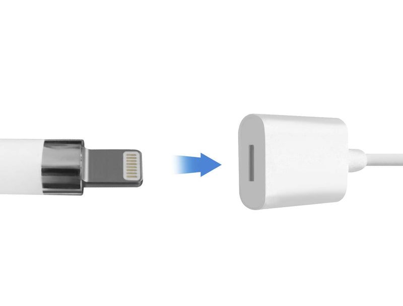 TechMatte Charging Adapter Cable Compatible with Apple Pencil Male to Female Flexible Connector (White-5 Feet)