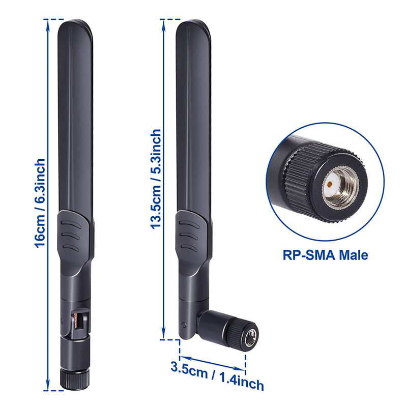 Bingfu Dual Band WiFi 2.4GHz 5GHz 5.8GHz 8dBi MIMO RP-SMA Male Antenna (2-Pack) for WiFi Router Wireless Network Card USB Adapter Security IP Camera Video Surveillance Monitor 2-Pack