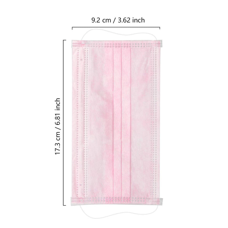 Wecolor 100 Pcs Disposable 3 Ply Earloop Face Masks, Suitable for Home, School, Office and Outdoors (Pink) 100 Count (Pack of 1) Pink