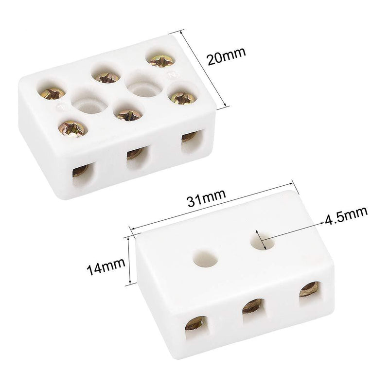 uxcell 3 Way Ceramics Terminal Blocks High Temp Porcelain Ceramic Connectors 5pcs