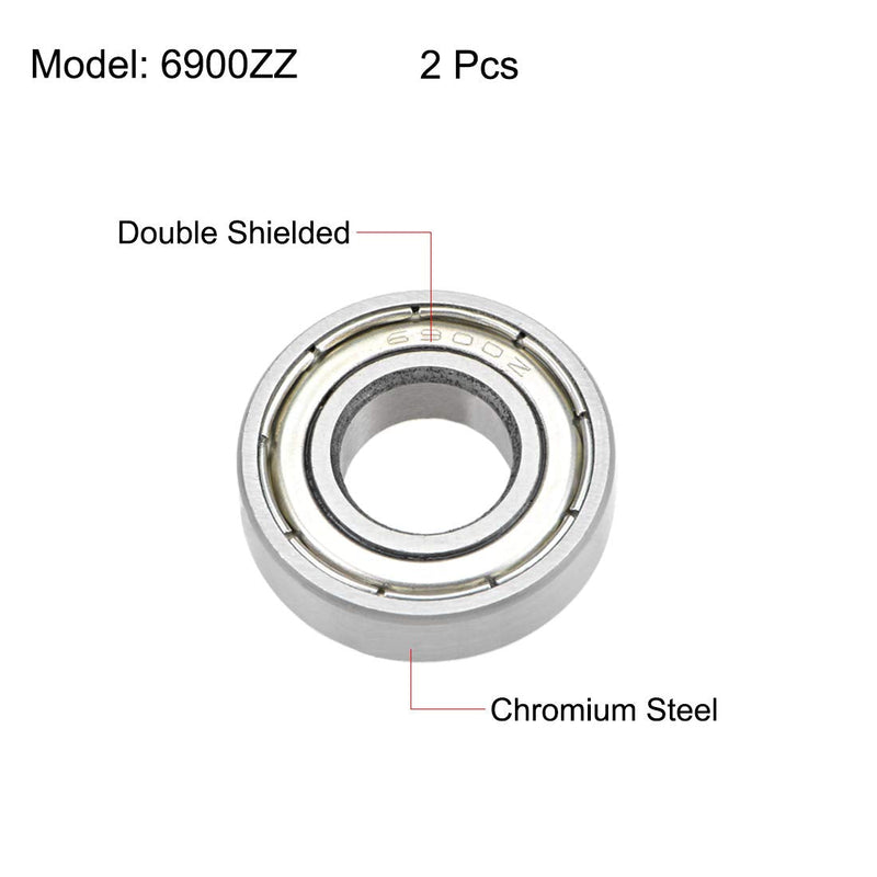 uxcell Deep Groove Ball Bearings 10mm x 22mm x 6mm Double Shielded Chrome Steel Z2 2pcs