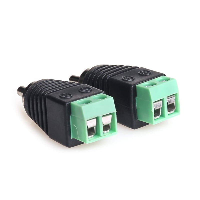 MOBOREST RCA Cable Audio Adapter, Phono RCA Male Plug to AV Screw Terminal Audio/Video Speaker Wire connectors Solderless Adapter(RCA Male-2pack) Solder free RCA Male-2pack