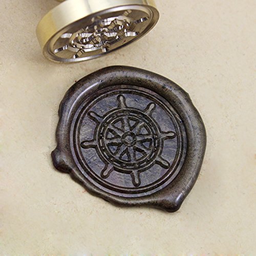 FQL Compass Vintage Rosewood Wax Seal Stamp Set with Gold Red Silver Sticks