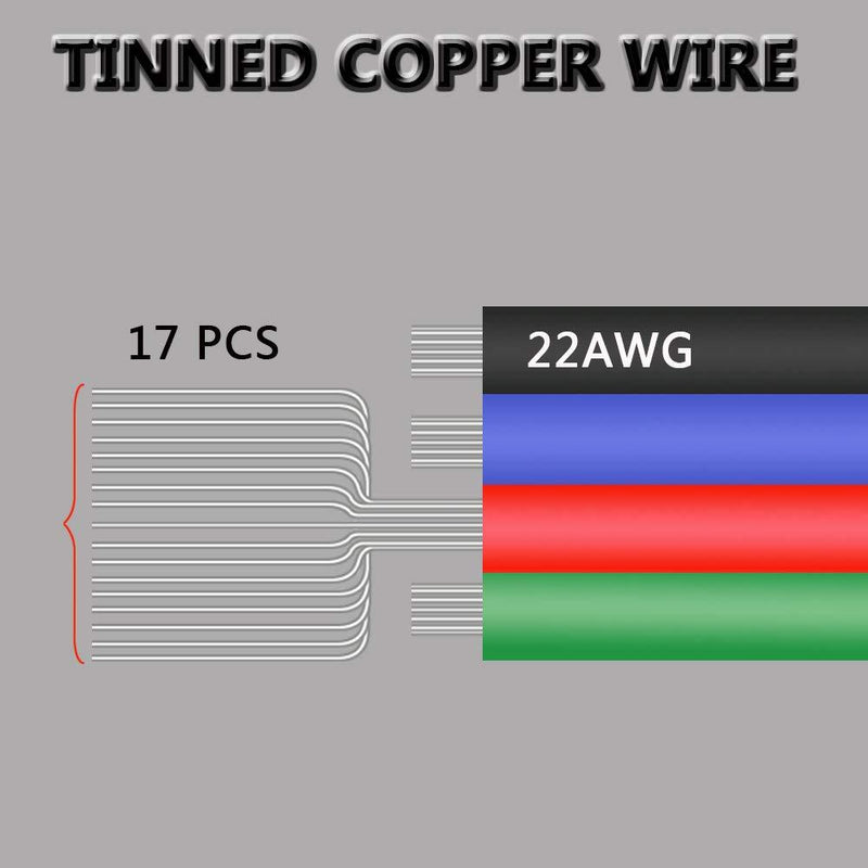 AOTOINK RGB Electrical Wire, 33ft 4 pin 22 Gauge LED Extension Cable, 22 AWG Wire 10M for LED Strip RGB 5050 3528 2835 10 Meters