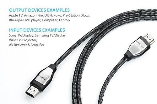 Zeskit HDMI Cable 3ft/ 1m (4K 60Hz HDR UHD 4:4:4 HDCP 2.2) HDMI 2.0 High Speed 18Gbps - 3D ARC Ethernet 2160p 1080p - Compatible with Samsung Xbox Playstation PS3 PS4 nVidia Apple TV Fire TV Netflix