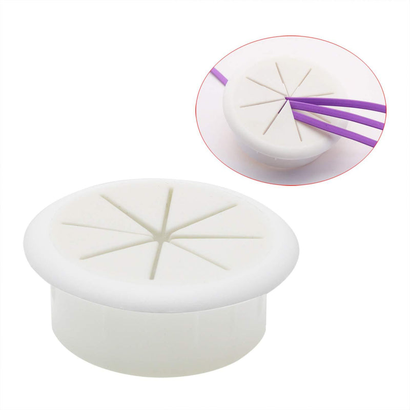 HJ Garden 2PCS 2Inch (50mm) Desk Cord Grommets Wire Cable Hole Cover for Office PC Desk Cable Cord Cover White