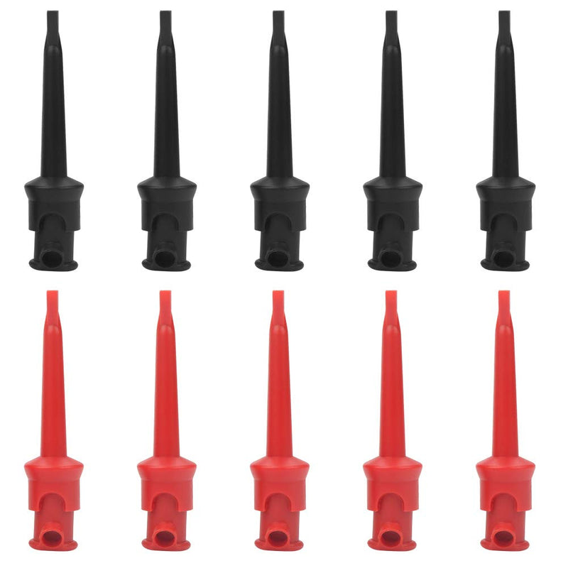 Pack of 10 Multimeter Test Hook Lead Silicone Grabbers Testing Probes Insulation Clip for SMT SMD IC D20 Multimeter Teset Cable 4mm 0.2inch Port Hook Leads (Black & red)