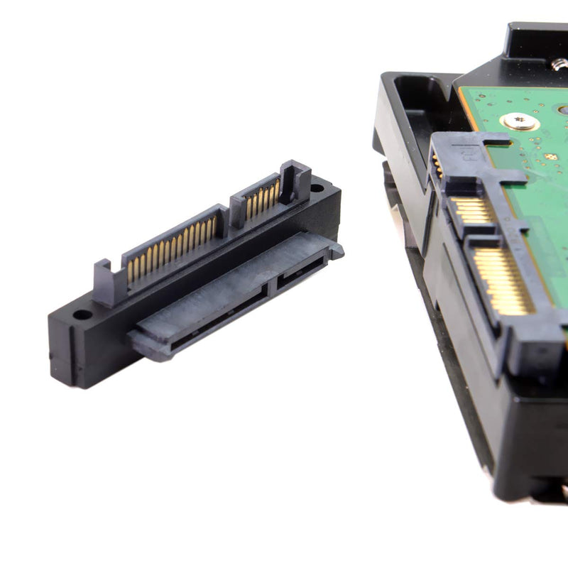 CY SATA 22Pin 7+15 Male to SATA 22Pin Female Extension Convertor Adapter 90 Degree Up Angled Black-Up-Angled