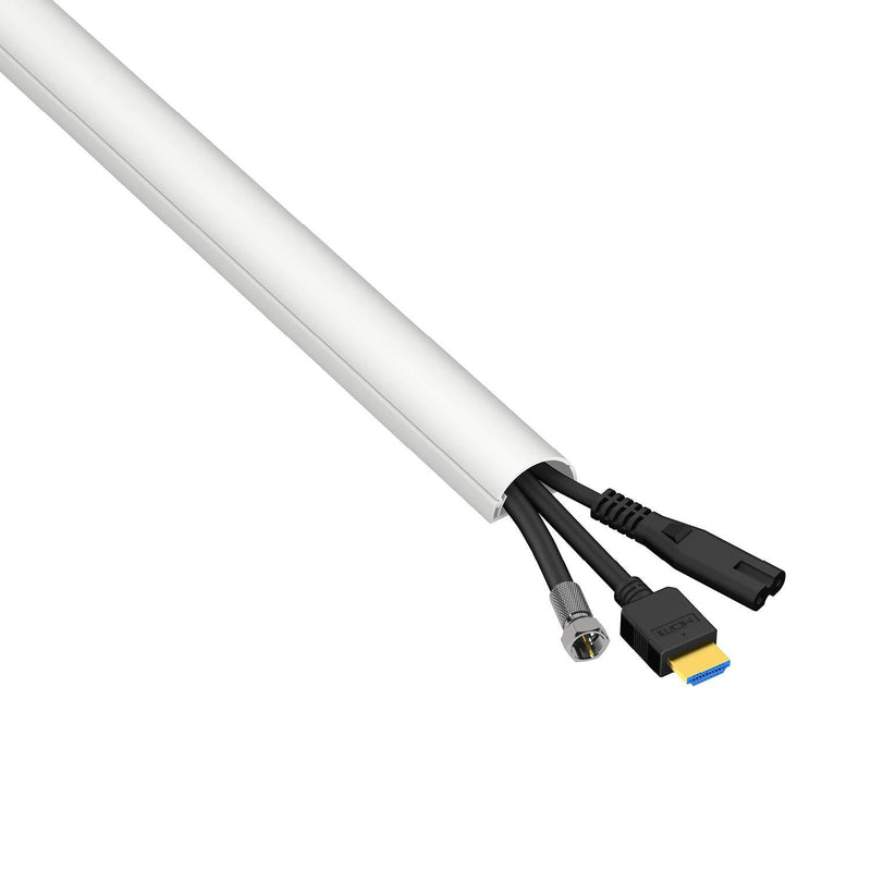 D-Line Cord Cover White, 39 Inch One-Piece Half Round Cable Raceway, Paintable Self-Adhesive Cord Hider, TV Wire Hider, Electrical Cord Management - 1.18" (W) x 0.59" (H) x 39" Length Medium