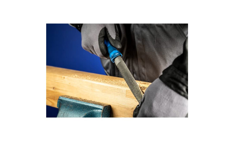 PFERD half-round wood rasps, 200mm, half-round, tapered file, rasp cut H1 on two sides, incl. ergonomic file handle, 11233206 - especially for rough machining and roughing, half-round length 200mm