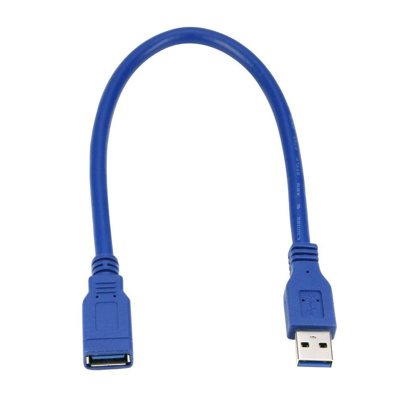 RIITOP Short USB 3.0 Extension Cable Type A Male to Female Blue 1 Foot (2-Pack) 2pcs 1FT