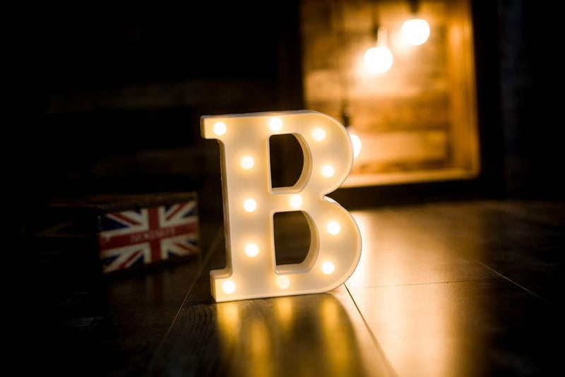 Foaky LED Letter Lights Sign Light Up Letters Sign for Night Light Wedding/Birthday Party Battery Powered Christmas Lamp Home Bar Decoration(B)