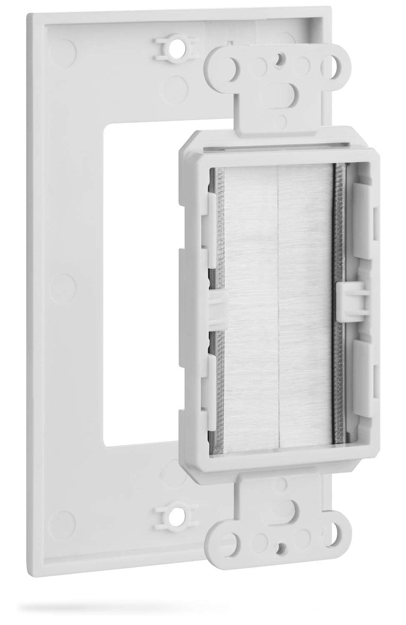 Fosmon (5 Pack) Single Gang Wall Plate, Brush Style Opening Passthrough Cable Plate with Low Voltage Mounting Bracket