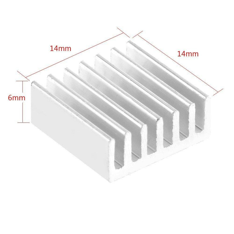 12Pcs Small Aluminum Heatsink Cooling Set 7 Fins Self-Adhesive 14mmx14mmx6mm