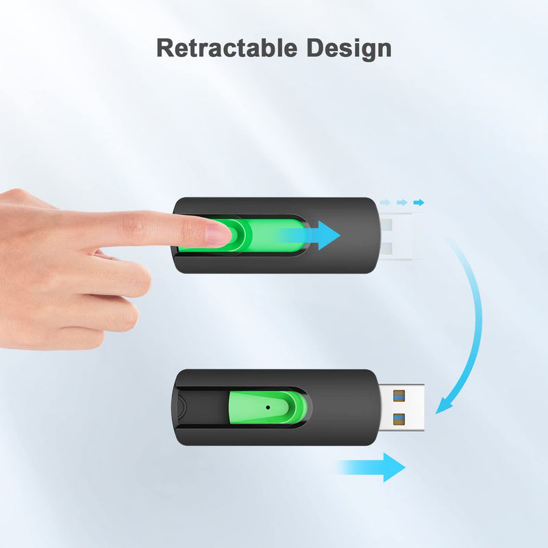 Aiibe 128GB Flash Drive 3.0 2 Pack, Upgraded 110MB/s USB 3.0 Flash Drive High Speed USB Drive Thumb Drive Retractable Memory Stick Jump Drives 128GB Zip Drive for PC Laptop, Green 128GB 3.0 Green*2 New
