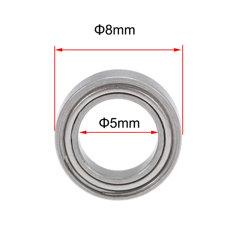 uxcell SMR85ZZ Deep Groove Ball Bearings 5x8x2.5mm Stainless Steel Double Shielded 5pcs