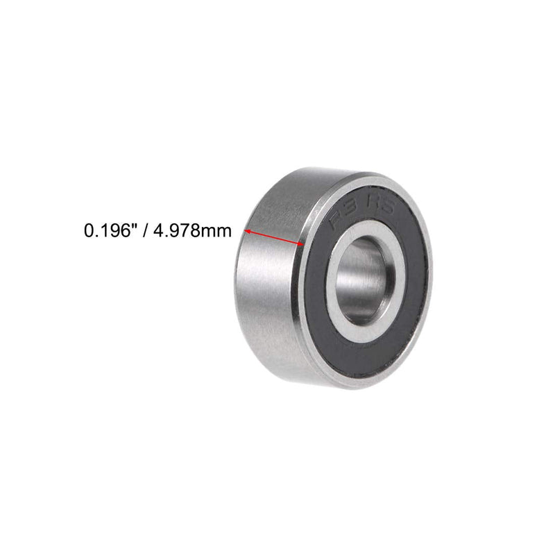 uxcell R3-2RS Deep Groove Ball Bearing 3/16-inchx1/2-inchx0.196-inch Sealed Z2 Lever Bearings 5pcs 3/16"x1/2"x10/51"