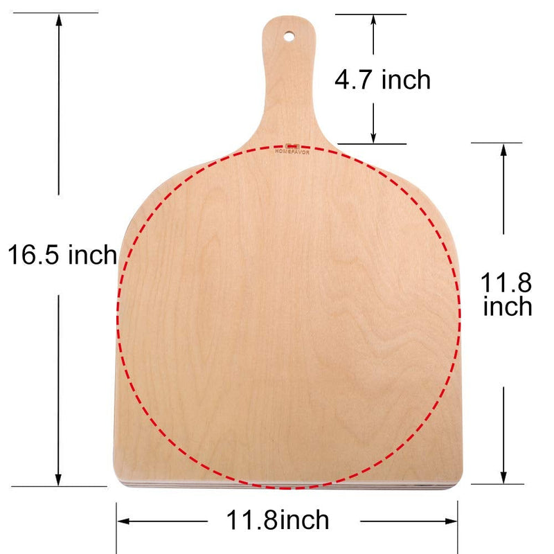 Premium Natural Wood Pizza Peel 12 inch, Large Pizza Paddle Spatula, Cutting Board for Baking Homemade Pizza and Bread - Set of 2