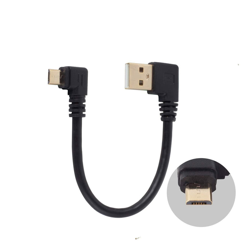 Gold Plated 15CM 90 Degree USB 2.0 to Micro USB B Male Cable Gold Plated Right Angle Data Sync and Charge Extender Lead (3 Pcs Micro 5p)