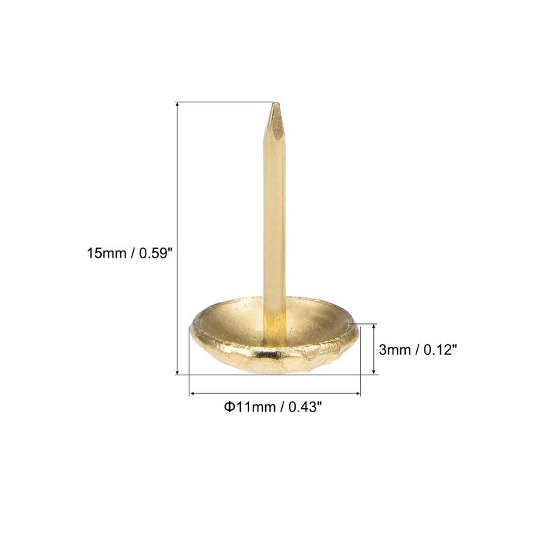 uxcell Upholstery Nails Tacks 7/16-Inch Head Dia Antique Round Thumb Push Pins Gold Tone for Furniture Sofa Headboards, 80 Pcs