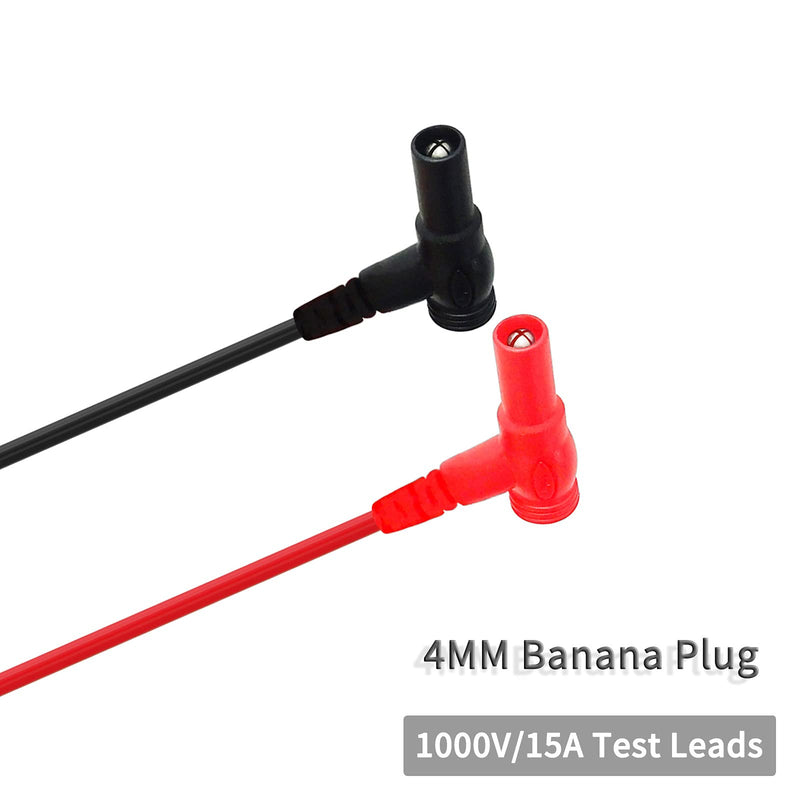 Goupchn Multimeter Test Leads Banana Plug Right Angle to Alligator Clips Soft Test Cable Wires for Electrical Testing 2 Pack 3.3ft / 1m