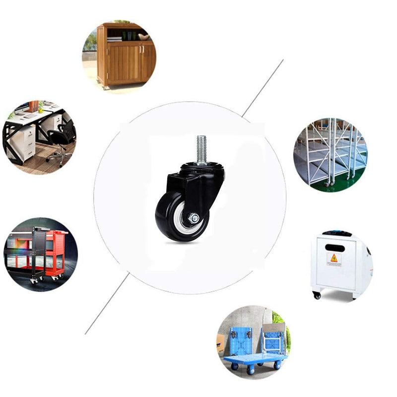 Mioni M8x25mm 4 pieces load-bearing 240kg PU rotating caster trolley furniture caster replacement (Without brake casters)