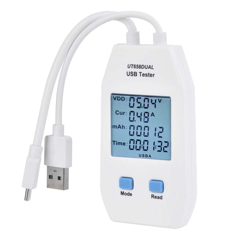 UNI-T LCD USB Tester Detector Voltmeter Ammeter Digital Power Capacity Tester Meter for Cable Measurement(UT658 Dual)