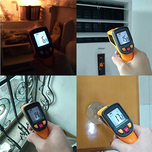 KETOTEK Infrared Thermometer Laser Digital IR Thermometer pyrometer Food Non-Contact Thermometer Gun -50-600℃(-58-1112°F) Thermometer Temperature Tester (Yellow) Yellow