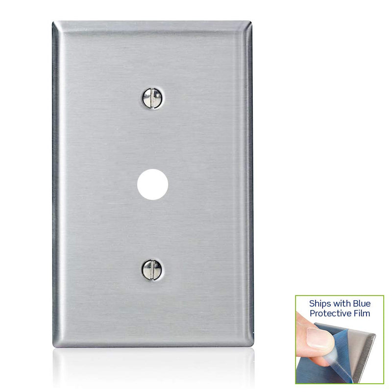 Leviton 84018-40 1-Gang .406-Inch Hole Device Telephone/Cable Wallplate, Strap Mount, Stainless Steel