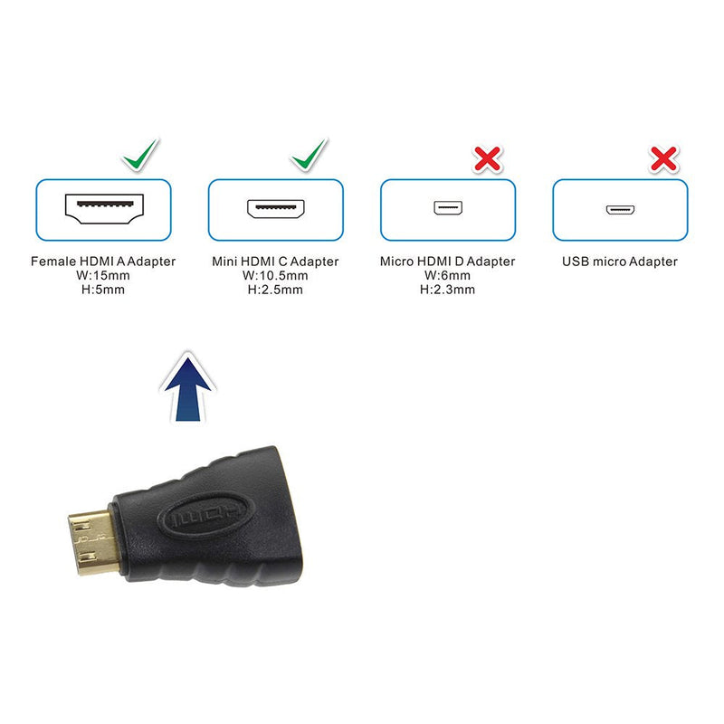 VCE 2-Pack HDMI Mini Adapter Gold Plated Mini HDMI to Standard HDMI Connector 4K Compatible for Camera, Camcorder, DSLR, Tablet, Video Card