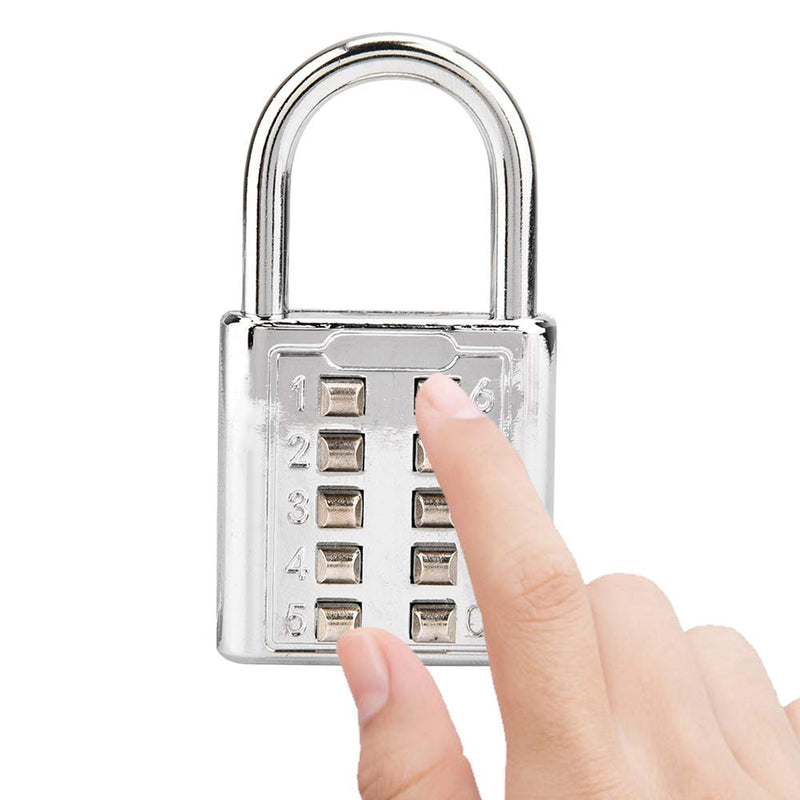 10 Digit Push Button Combination Padlock, Zinc Alloy Cabinet Locker Combo Lock & Blind Bouton Padlock,5 Digit Password Padlock for School Gym Locker, Sports Locker, Fence, Toolbox