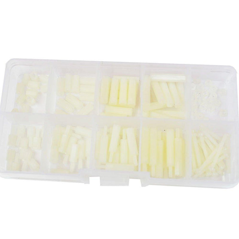 M2 M3 Male-Female Nylon Hex Standoff Plastic Thread Motherboard Spacer Prototyping Accessories for PCB, Quadcopter Drone, Computer & Circuit Board Assortment Kit Black White 300Pcs