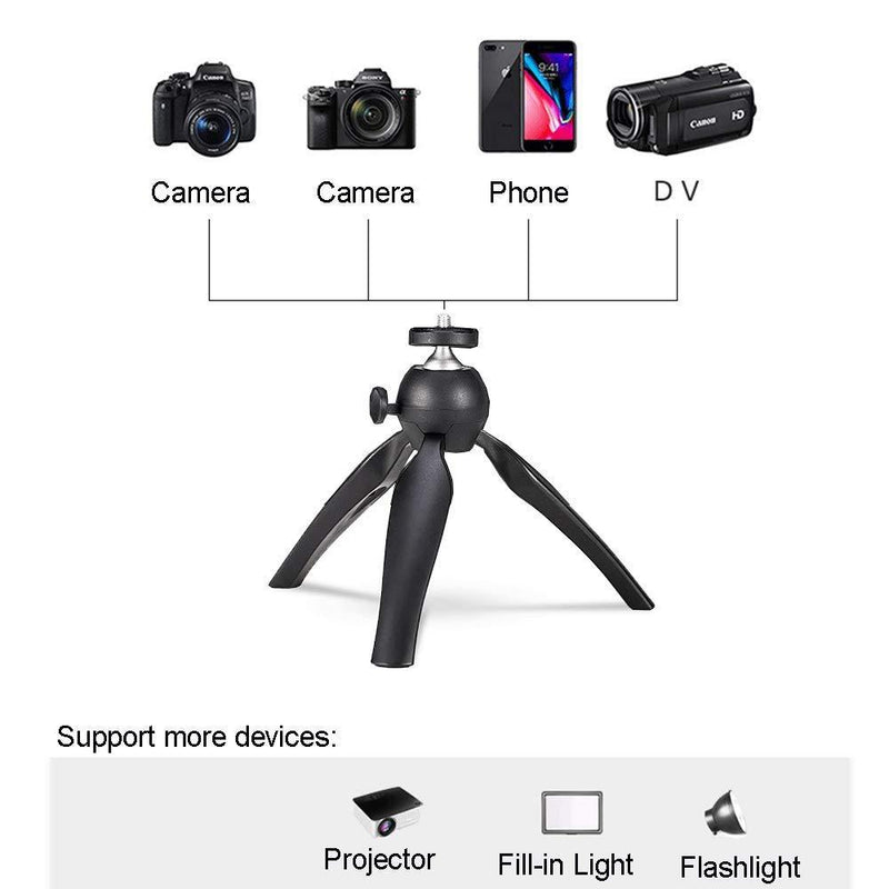 Coolux Mini Tripod Projector Mount with 360 Degrees Rotatable Heads for Projectors DSLR DVR Cameras Mini Webcam, Mount with Metal Ballhead for Camera … (Black) Black