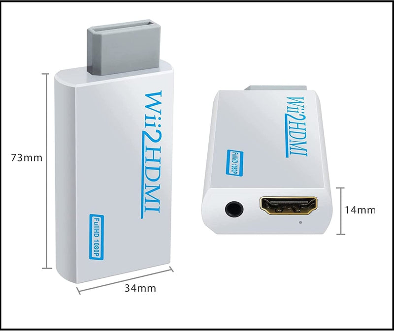 Wii Hdmi Converter Adapter, Wii 2 Hdmi Converter 1080P Output Video Audio, 3.5mm Audio Jack, with 5ft High Speed HDMI Cable, for All Wii Display Modes
