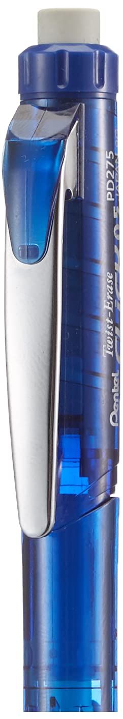 Pentel Twist-Erase CLICK Mechanical Pencil, 0.5 mm, Blue Barrel (PD275TC) Black, Blue