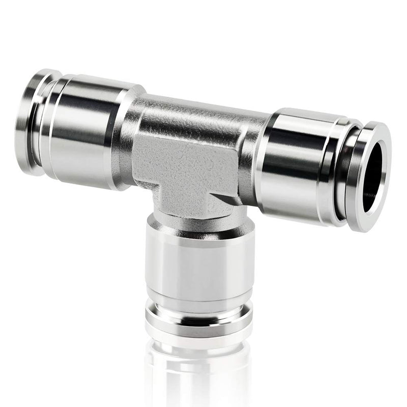 TAILONZ PNEUMATIC 1/4" OD Tee Stainless Steel Push to Connect Fittings 3 Ways Tube Connect Push Fit Push Lock PE-1/4 (Pack of 1)