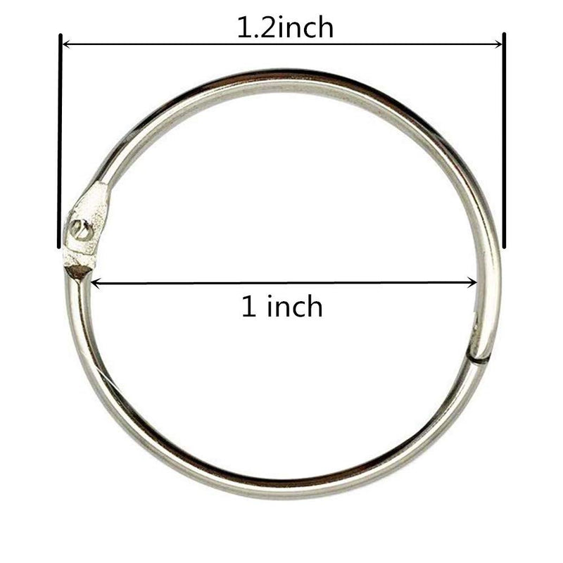 KINGFOREST 100PCS Binder Rings 1 Inch,Nickel Plated Steel Book Rings,Loose Leaf Binder Rings,Key Rings,Metal Rings for Index Cards.