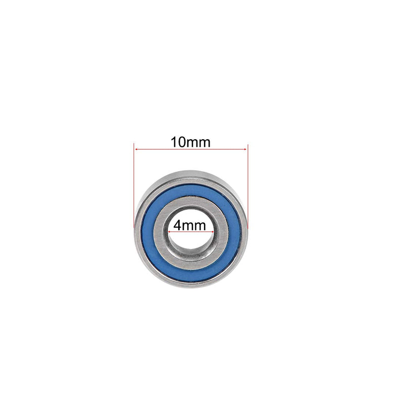 uxcell MR104-2RS Deep Groove Ball Bearings 4mm Inner Dia 10mm OD 4mm Bore Double Sealed Chrome Steel Blue Seal Z2 10pcs 4mmx10mmx4mm