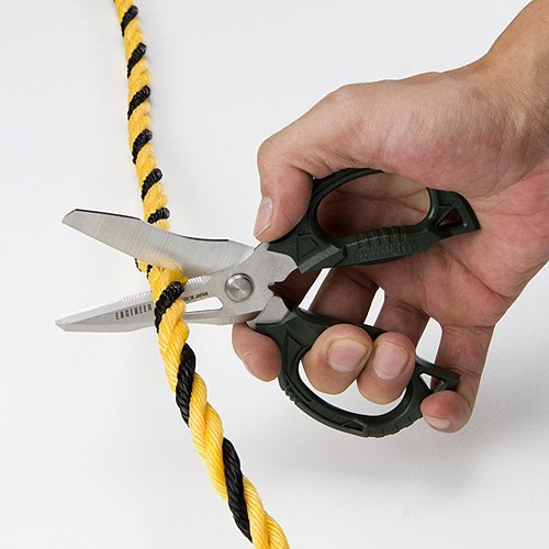 ENGINEER PH-55 Multi-Function, 160mm Compact Scissors, Electrician Scissors, with 4-in-1 Combi Blade - cuts Carpet, Leather, Solid Copper Wire, Insulated cable, CDs, Thick Rope & More. Made in Japan Single