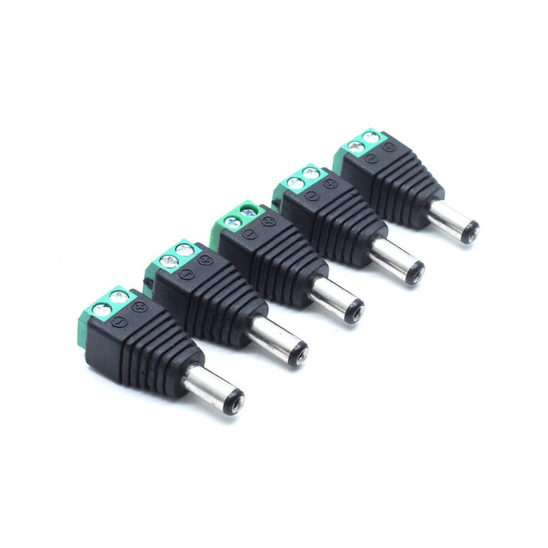 Sscon 20pcs Male 12V DC Power Connector 5.5mm x 2.1mm Cable Jack Adapter Connector Plug for Secruity Camera, Green
