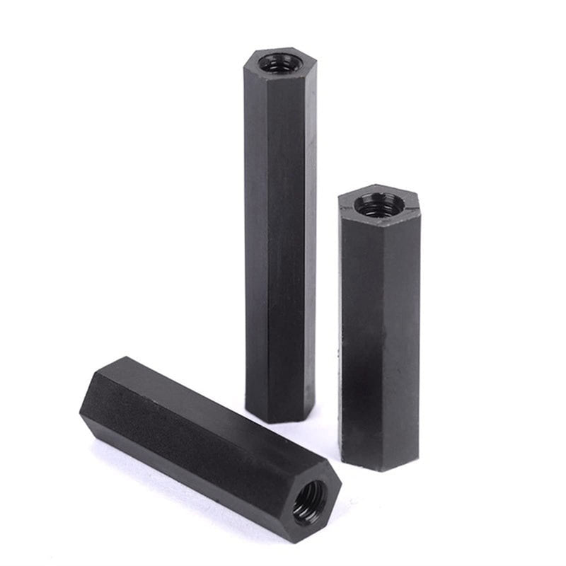 100Pcs M3 Female to M3 Female Hex Threaded Standoff Spacer Pillar 8mm 10mm 12mm 15mm Nylon Black (10mm)