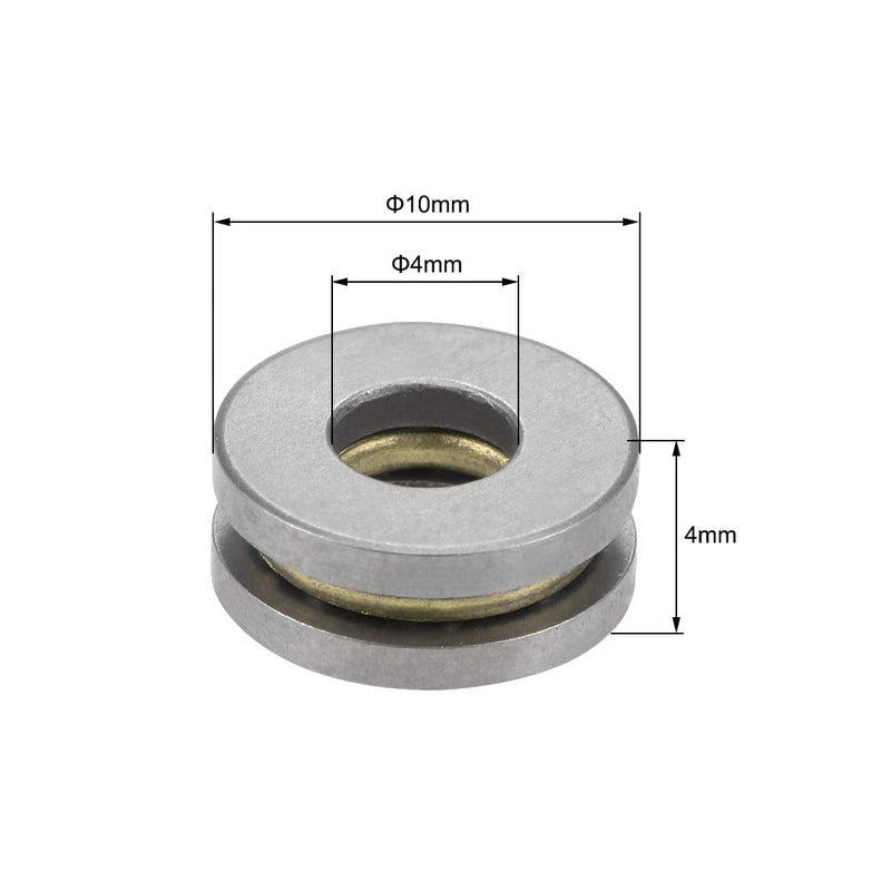uxcell F4-10M Thrust Ball Bearings 4mm x 10mm x 4mm Chrome Steel Single Direction 5pcs 4mmx10mmx4mm