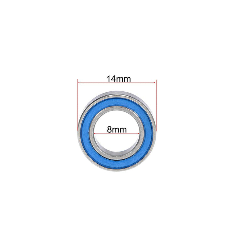 uxcell MR148-2RS Deep Groove Ball Bearings 8mm Inner Dia 14mm OD 4mm Bore Double Sealed Chrome Steel Blue Seal Z2 20pcs 8mmx14mmx4mm