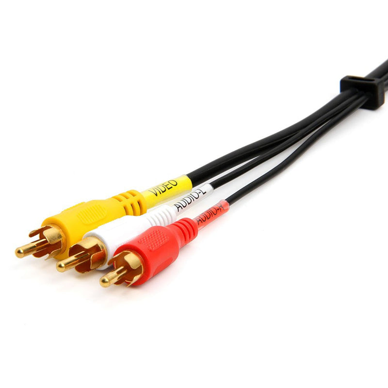 Cmple - 3-RCA Composite Video Audio A/V AV Cable Gold - 3 ft 3FT Black