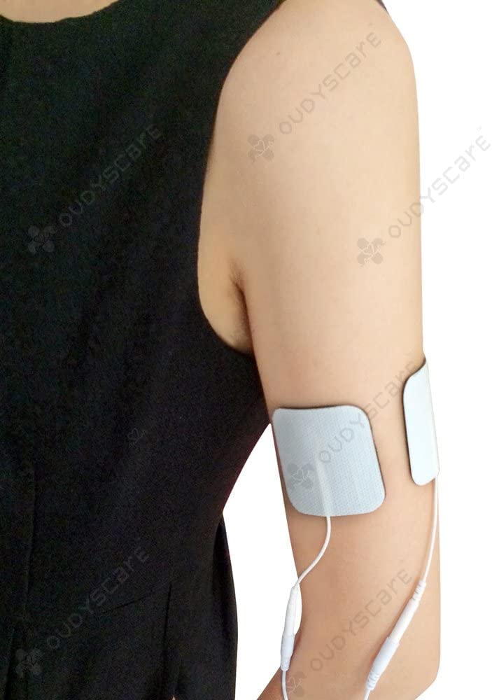 OUDYSCARE TENS Unit Electrodes Replacement Pads - 24Pcs 2"x2" Self-Adhesive Reusable Massage Electrode Patches Compatible with TENS 7000 EMS Machine for Lower Back and Pain Relief