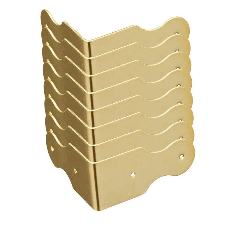 Tiazza 8Pcs Pure Brass Box Corner Protector Corner Braces Hardware Desk Edge Right Angle Guards Wood Jewelry Box Photo Frame Accessories (Gold) Gold